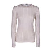 Kvinner Ull Ribbet Crewneck Genser