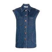 Blå Denim Casual Vest