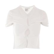 Hvit Cropped Top med Front Knot