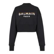 Cropped sweatshirt med Paris-print