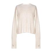 Lys Beige Ribbestrikket Genser