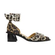 Leopard Satin Open Cut Pumps