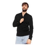 Sort Panos Emporio Wool Bamboo Half Zip Sweater Overdeler