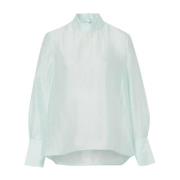 Gjennomsiktig Organza Stående Krage Bluse