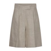 Beige Lin Bermuda Shorts Set