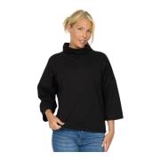 Sort Poncho med ¾ Ermer