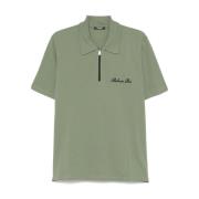 Khaki Zip Polo Kortermet Skjorte