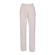 Hvite Fleece Sweatpants med Elastisk Midje