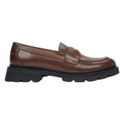 Brune loafers for kvinner laget av ekte skinn