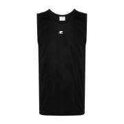 Sort Ribbestrikket Tank Top