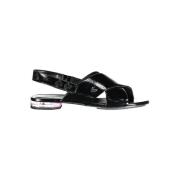 Flat Krysset Front Sandal Svart