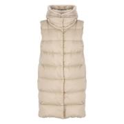 Quiltet Beige Vest med Hette