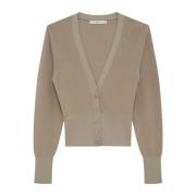 V-hals Cardigan med Perlemorknapper