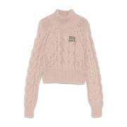 Blush Pink Kabelstrikket Genser