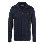 Brodert Bomull Half-Zip Strikkeplagg