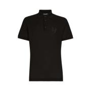 Svart Brodert Jersey Poloskjorte