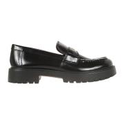 Svarte Skinnloafers Elegante Sko