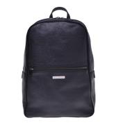 Backpack in blue tumbled leather