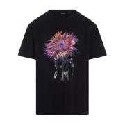 Svart Orchid Anemone Print T-skjorte