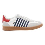 Hvite Skinn Sneakers med Striper