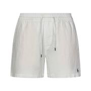 Hvit Lin Regular Fit Shorts