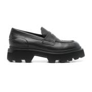 Svart Kalveskinn Loafers