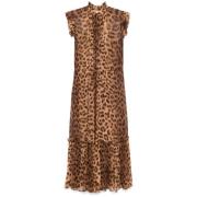 Leopard Print Flutter Midi Kjole