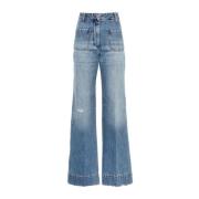 Blå Denim Wide Leg Jeans