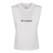 Hvit Ærlig Slogan Tank Top