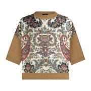 Beige Blomster Paisley Cropped Sweatshirt