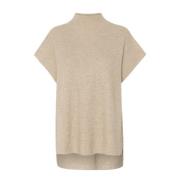 Beige Melange Strikket Slipover Genser