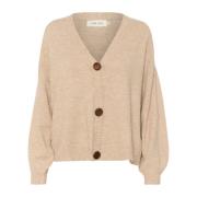 Strikket Cardigan med Puff-ermer