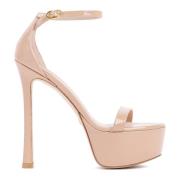 Nude Patent Skinn Ankelstropp Sandaler