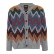 Geometrisk Ull V-hals Cardigan Genser