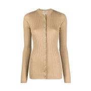 Beige Ribbestrikket Genser