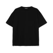 Svart Logo Print Crew Neck T-skjorte