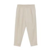 Beige Ullblanding Tapered Leg Bukser