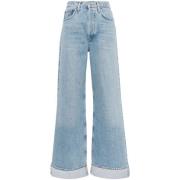 Lys Blå High-Waisted Wide Leg Jeans