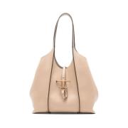 Beige Kornet Lær Tote Bag