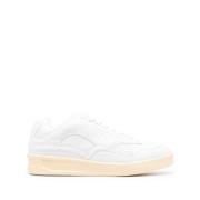 Hvite Lave Skinn Sneakers