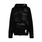 Svart Grafisk Print Hettegenser Sweatshirt