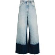 Indigo Blå Denim Wide Leg Jeans