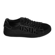 Sort Skinn Lave Logo Sneakers