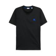 Svart Crew Neck Brodert Logo T-skjorte