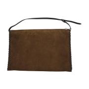 Brun Semsket Clutch Veske