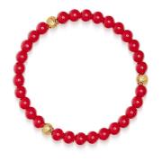 6mm Red Jade Bracelet with Gold Balls