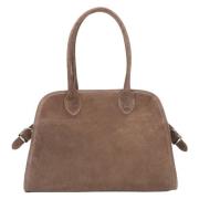 Kvinner Beige Satchel Håndveske laget av Premium Italiensk Velour