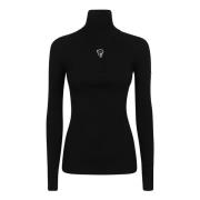 Svart Ull Turtle-Neck Top