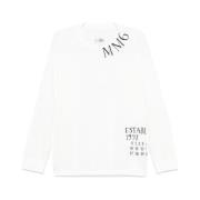 Hvit Crew Neck Langarmet T-skjorte