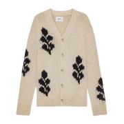 Blad Intarsia Cardigan Ecru